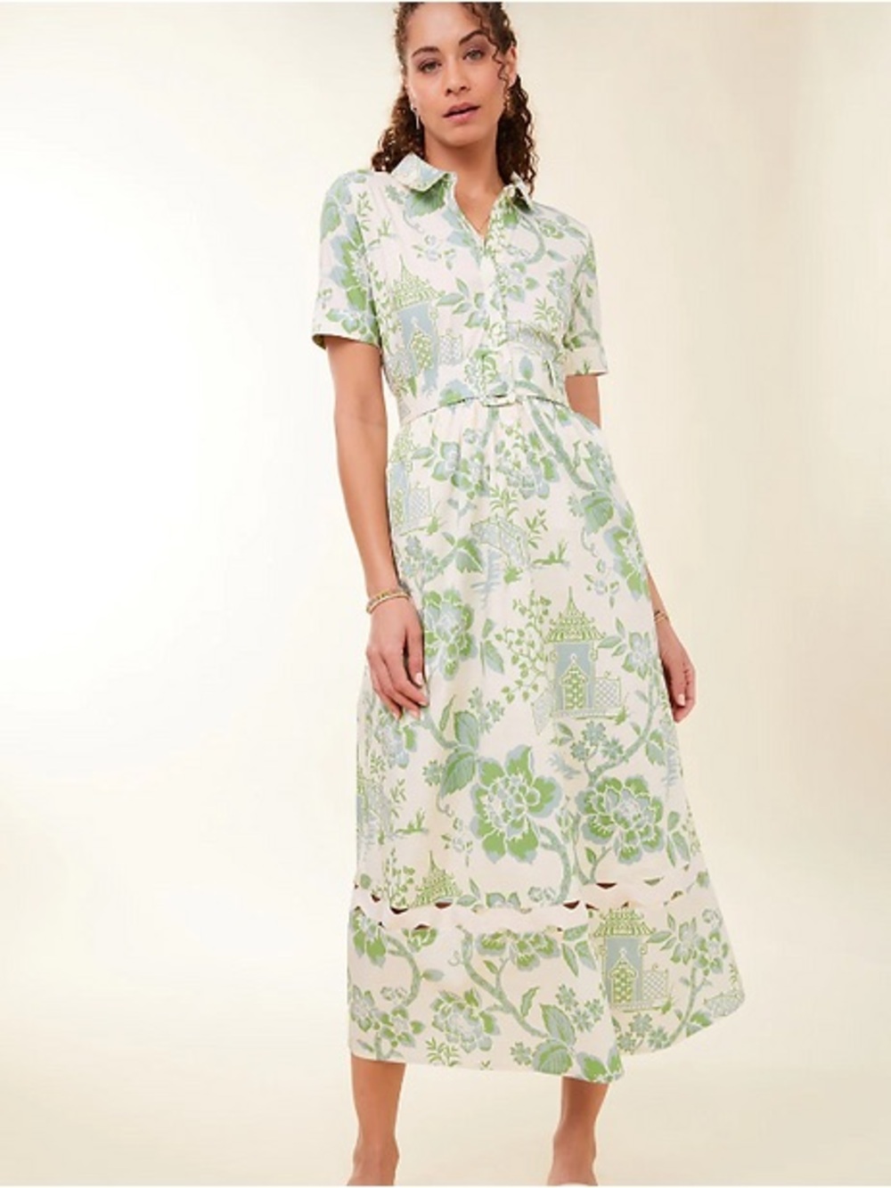 Maryam Ric Rac Midi Dress Enclave Toile Surf Green SM